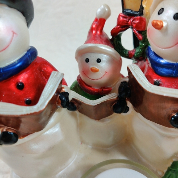 Holiday Time Three Caroling Snowman Family Tea Candle Holder - Picture 3 of 9